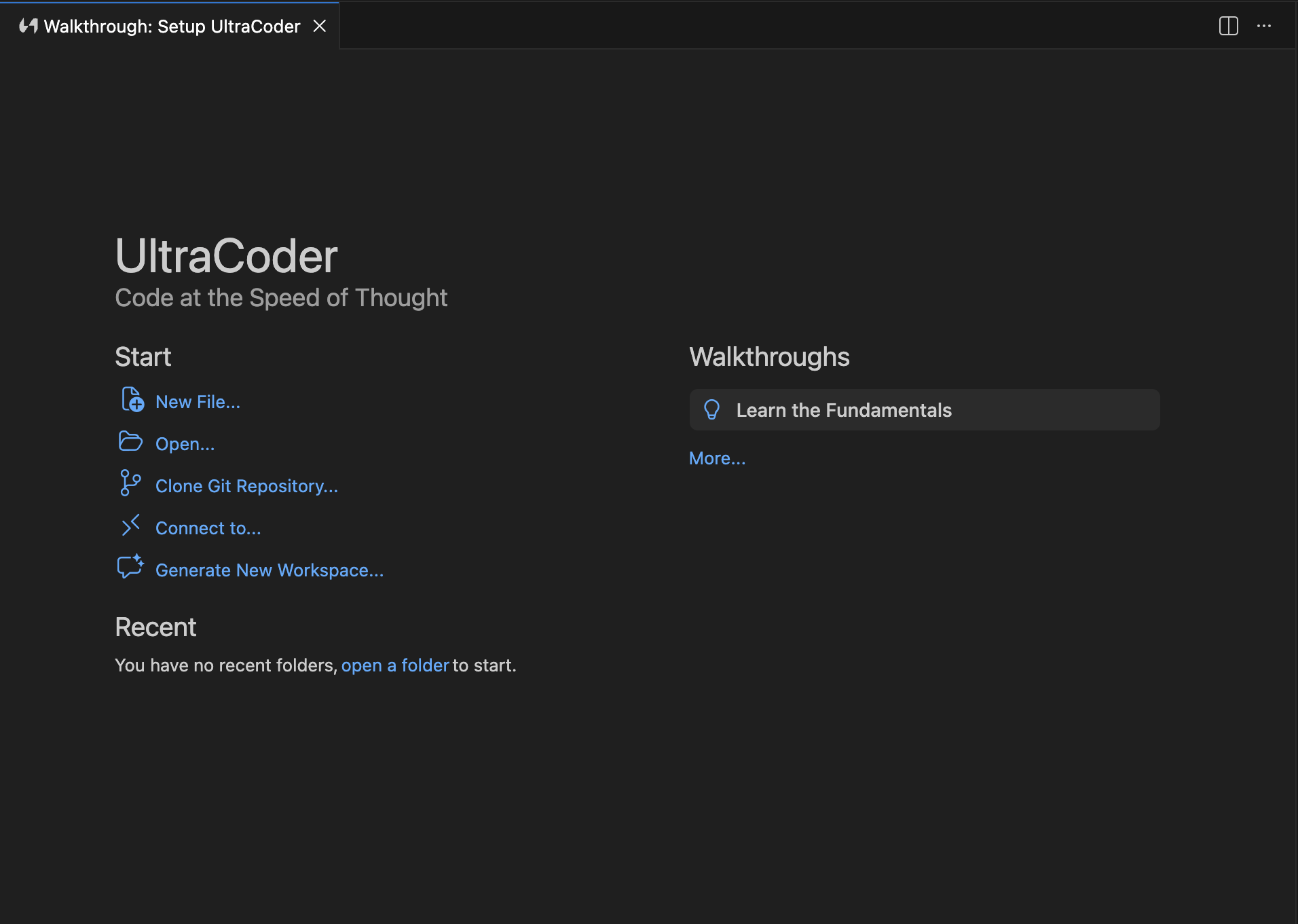 UltraCoder setup walkthrough — theme picker and sign in